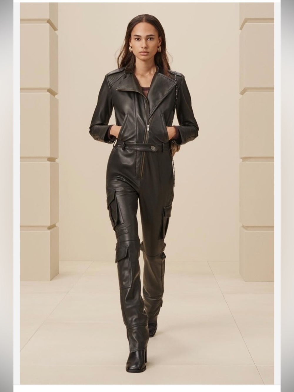 NWT!!! RARE ZARA SRPLS 100% GENUINE SHEEP LEATHER BIKER JUMPSUIT. Never worn.
